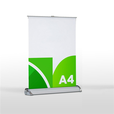 100% Aluminium Portable einziehbare Mini A3 A4 Tisch Roll-up-Banner-Stand/Mini-Desktop Roll-up-Stand-Displays