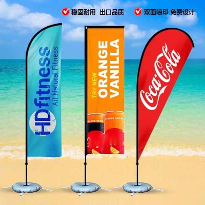 Werbung mit individuellem Logo-Druck, rechteckig, tropfenförmig, mit Federn, Fahnenstange aus Aluminium und Fiberglas, Strandflaggen-Banner