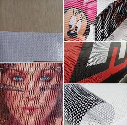 40% transmittance Self adhesive perforated vinyl (one way vision) 140mic/140gsm for window application